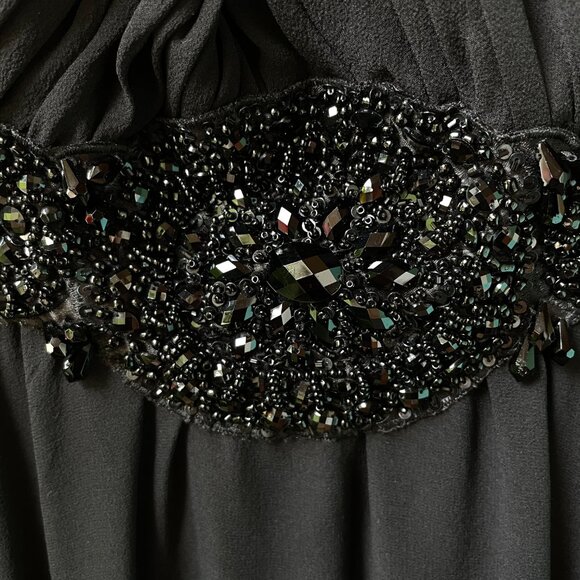 EUC Theia Black Beaded Fit and Flare Flowy Gorgeous Gown - Women's 10 - Picture 9 of 13